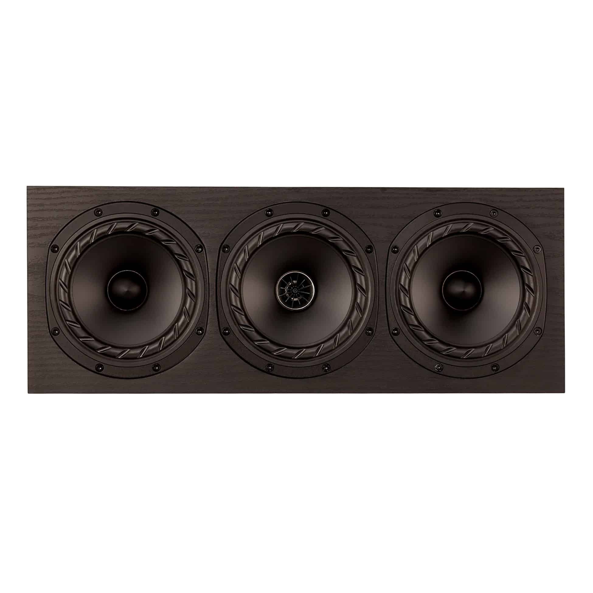 Fyne Audio F5E LCR center luidspreker in zwart eiken - close-up drivers