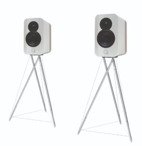 Q Acoustics Concept 300 Gloss White & Oak - vooraanzicht