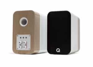 Q Acoustics Concept 300 Gloss White & Oak - zijaanzicht
