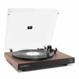 Victrola VPT-1520 Wave pladespiller, valnød - set fra siden