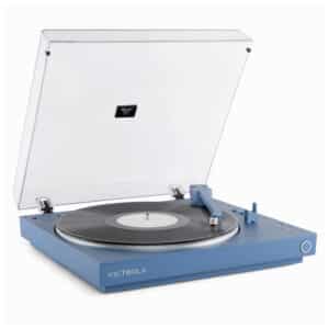 Victrola VPT-800 Automatic platenspeler, blauw - zijaanzicht